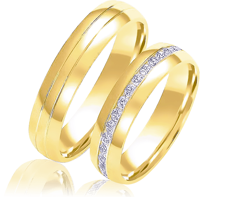 Obrączki ślubne z  żółtego złota próby 585 Obrączki ślubne z brylantami