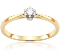 Harmony 0,14 ct Pierścionek zaręczynowy z diamentem z białego i żółtego złota