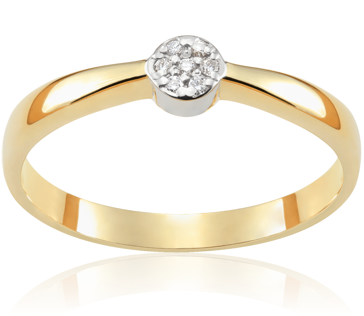Pierścionek zaręczynowy z żółtego złota z diamentem Irina 0,04 ct