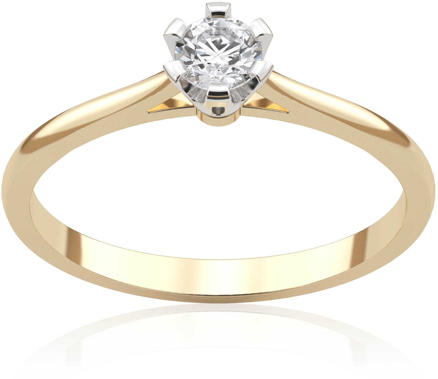 Pierścionek zaręczynowy z białego i żółtego złota z diamentem Harmony 0,18 ct