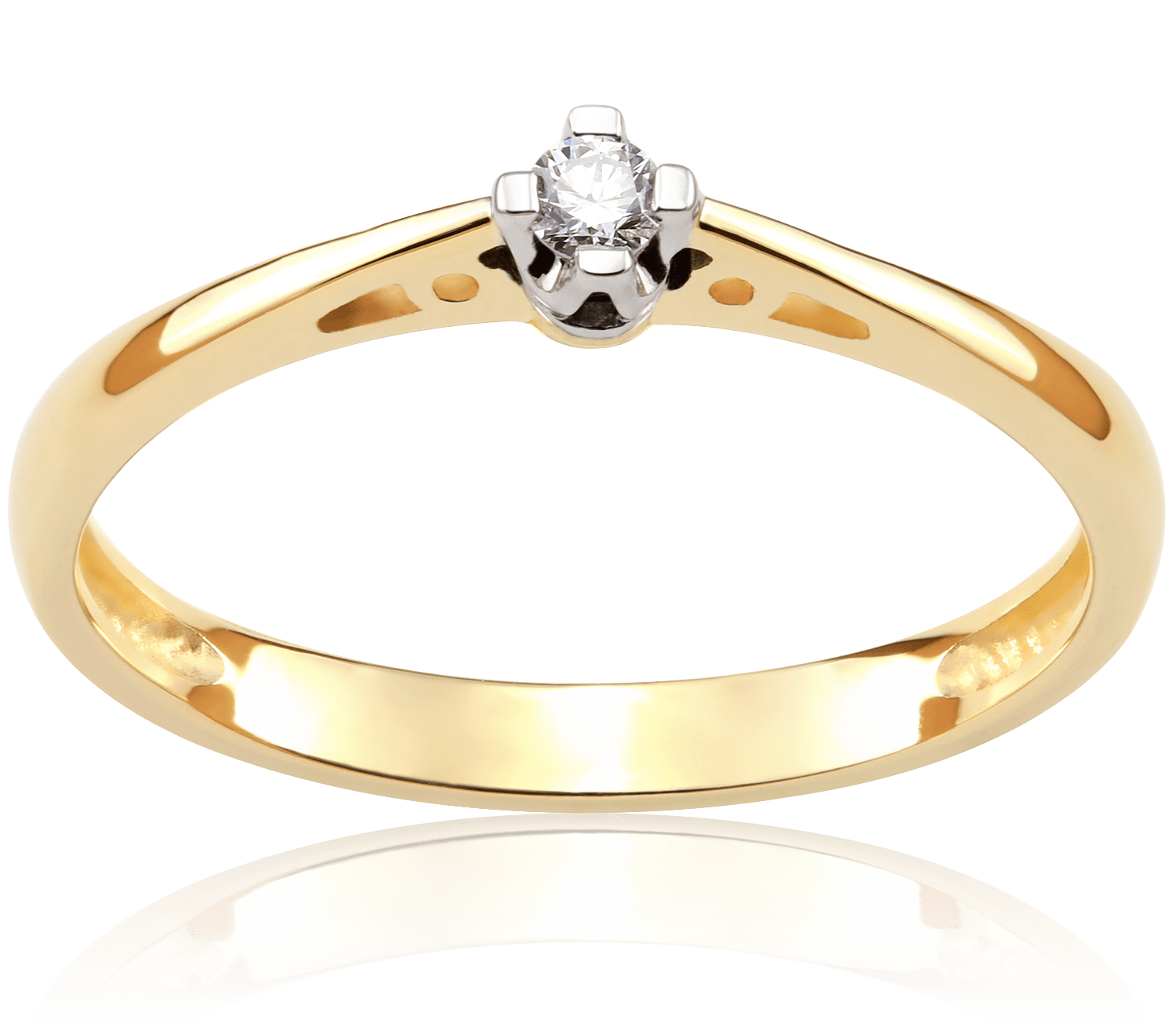 Pierścionek zaręczynowy z białego i żółtego złota z diamentem Roselle 0,04 ct