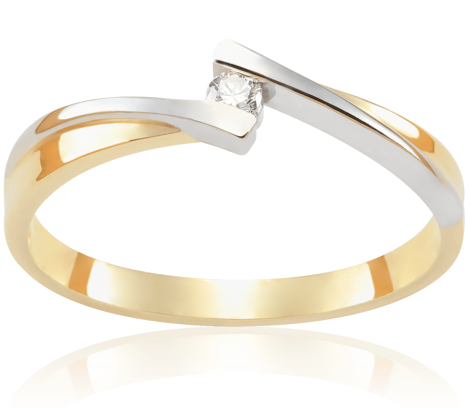 Pierścionek zaręczynowy z żółtego złota z diamentem Ariana 0,04 ct
