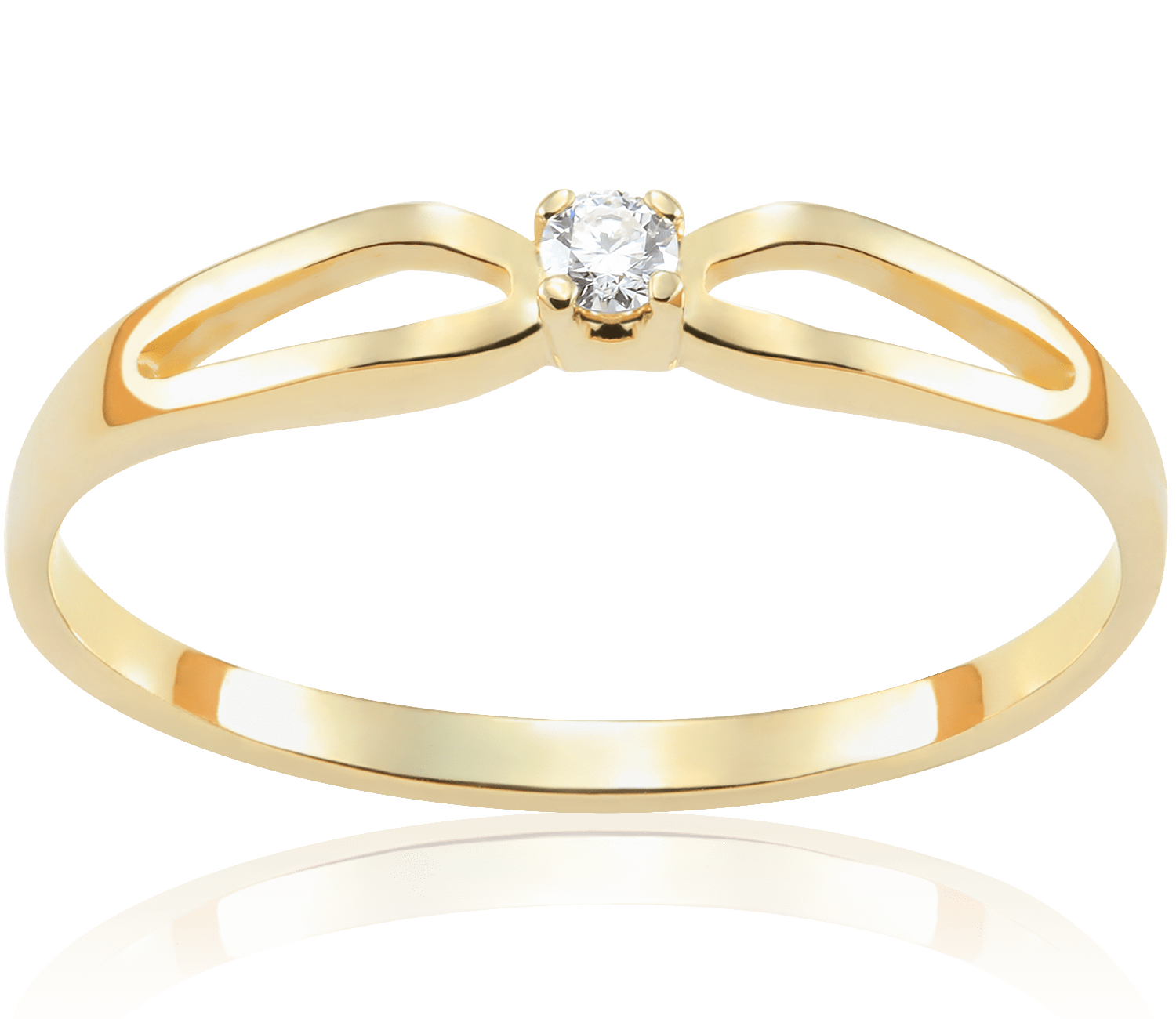 Pierścionek zaręczynowy z żółtego złota z diamentem Lorena 0,03 ct