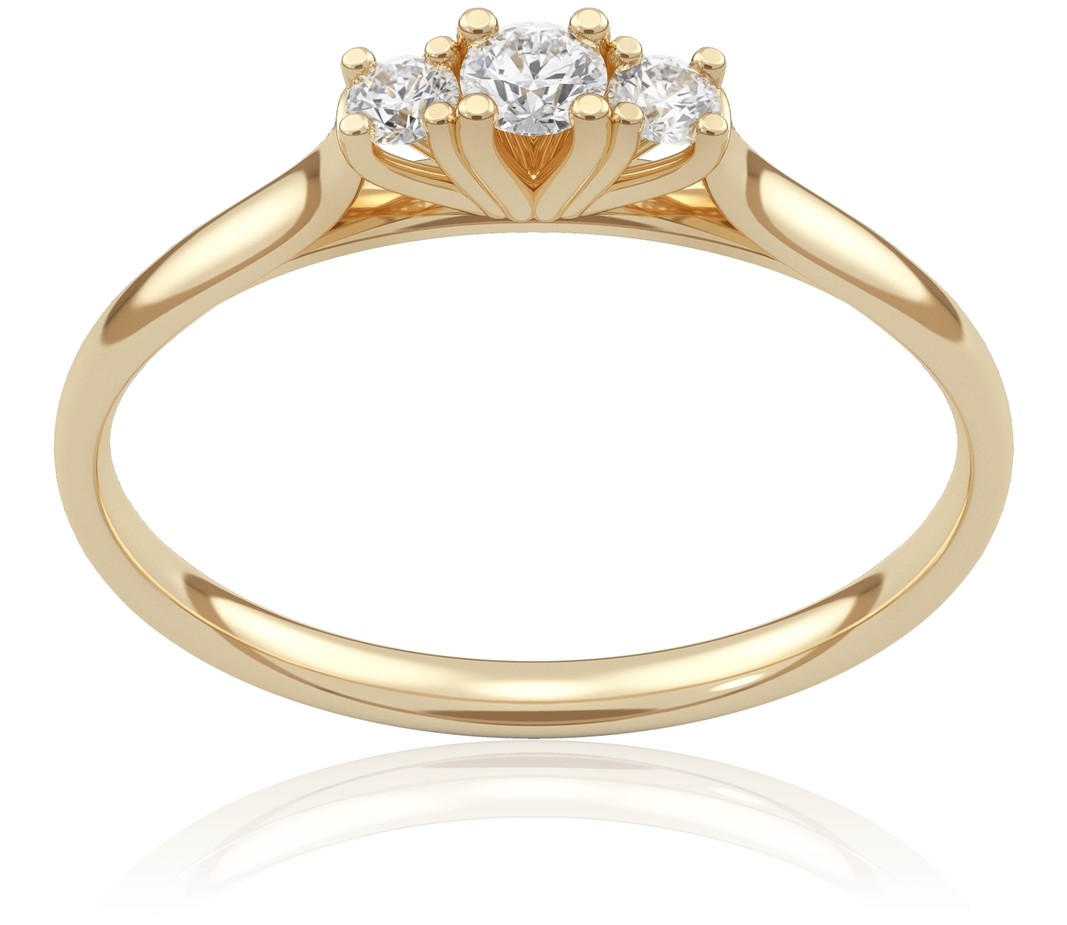 Pierścionek zaręczynowy z żółtego złota z diamentami Trilogy 0,16 ct